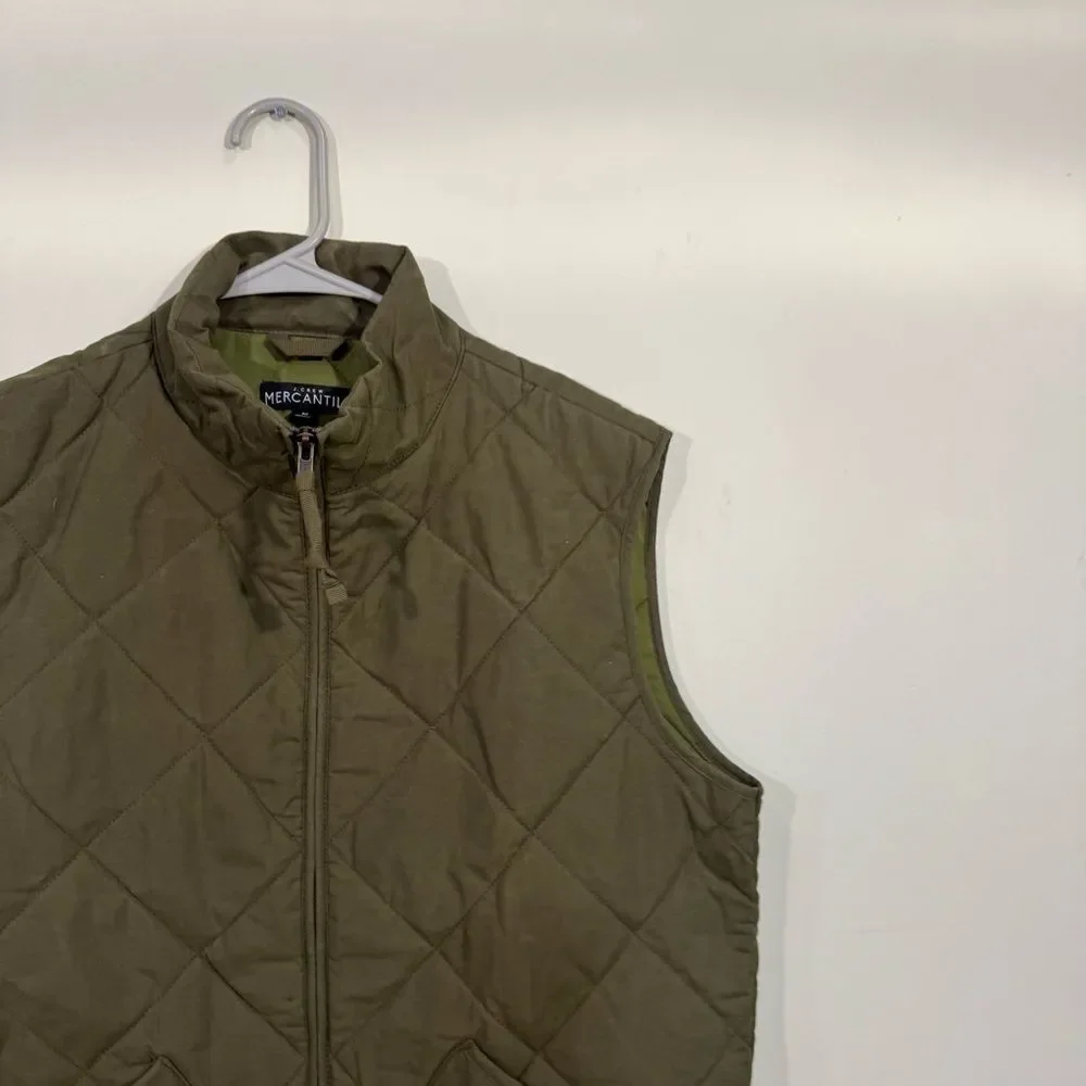 J. Crew Mercantile Full Zip Green Quilted Puffer Vest